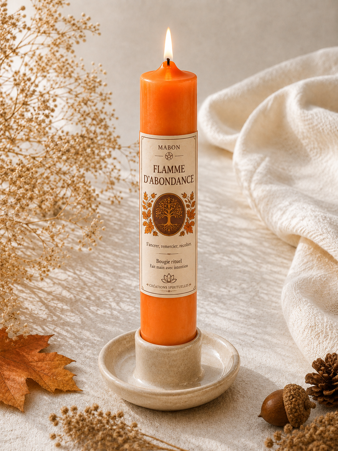 bougie orange flamme dabondance
