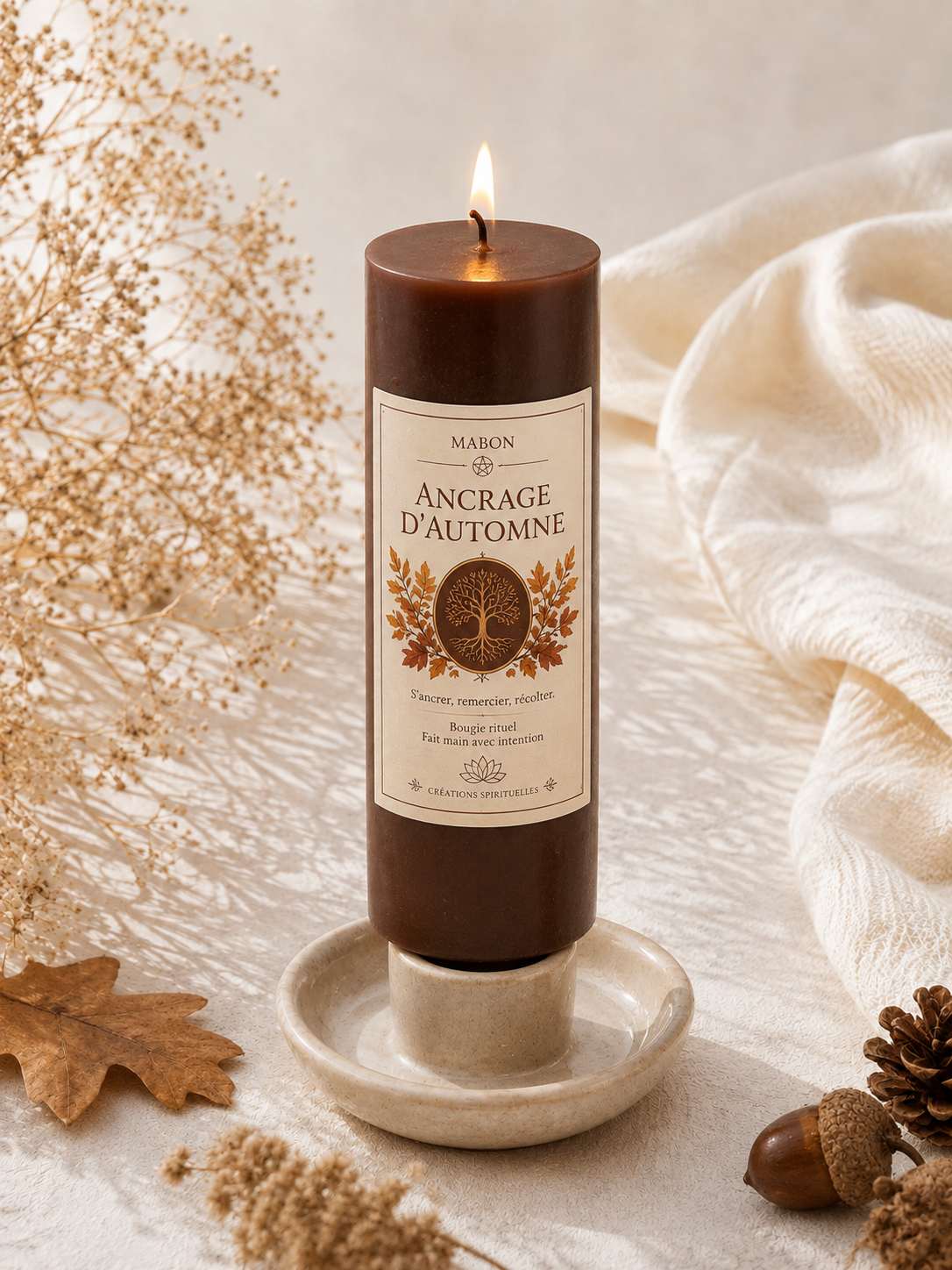 bougie marron ancrage dautomne