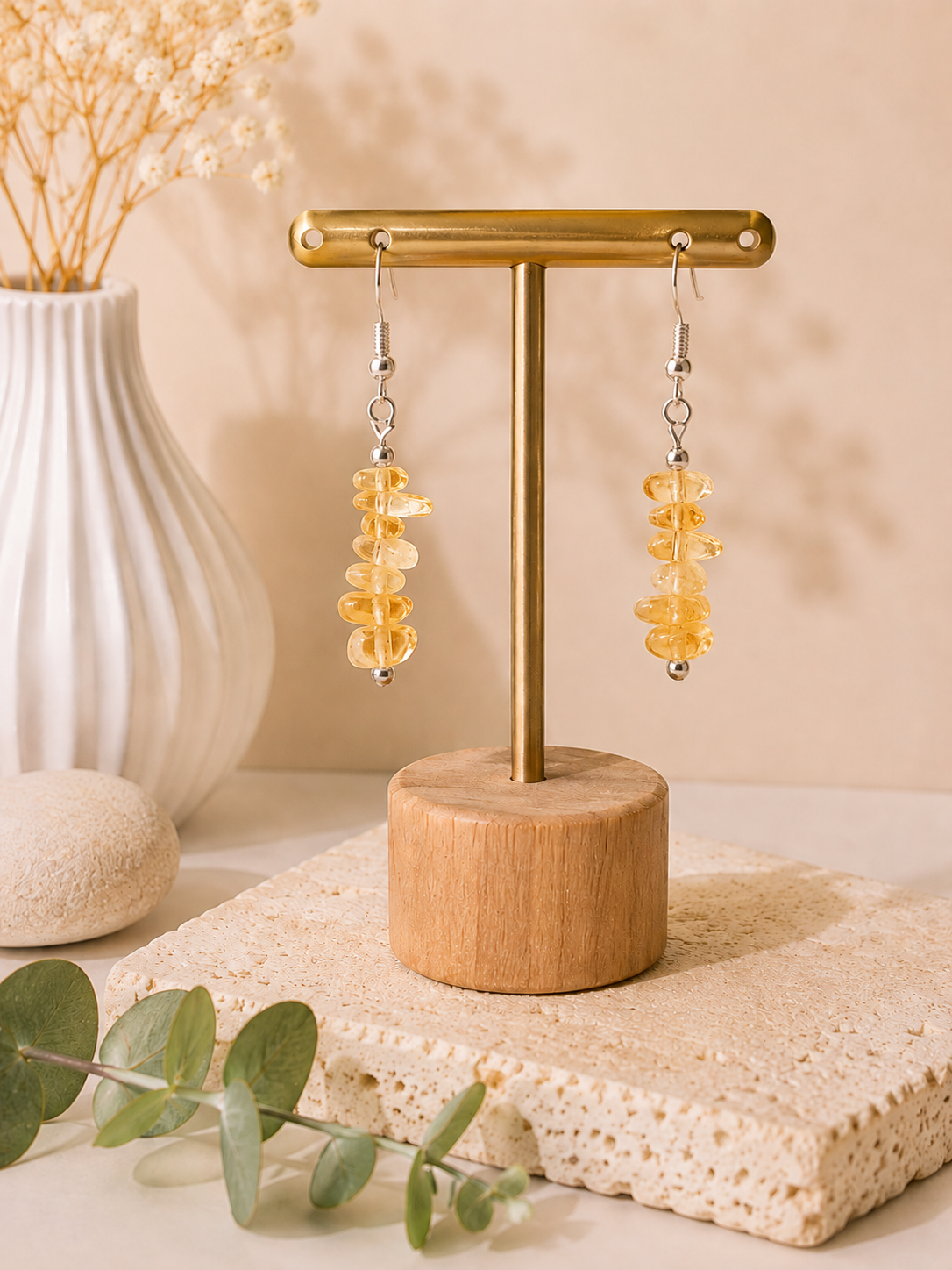 boucle doreille en citrine