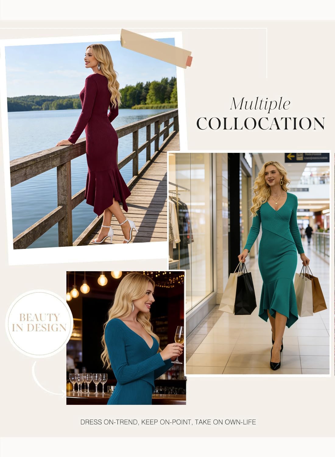 Soinku Womens Long Sleeve Bodycon Sweater Dress 2026 Fall Winter Casual Wrap Ribbed Knit Maxi Dresses XX-Large Rose 5