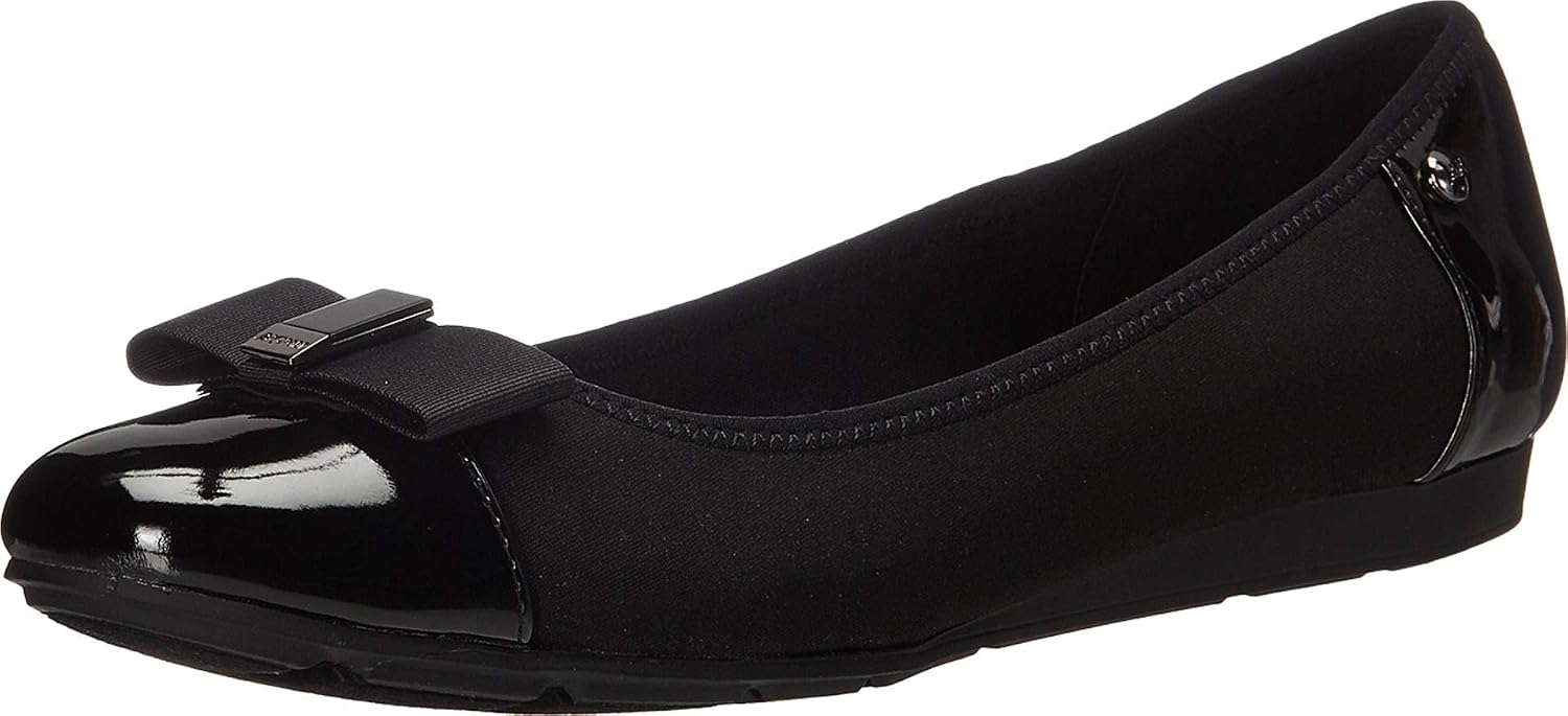 Anne Klein Womens Alive Patent Ballet Flats 8 Black 2