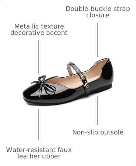 Mary Jane Shoes Women Ballet Flats Shoes for Women Bow Slip on Comfortable Dressy Adjustable Strap for Work Office Business 3