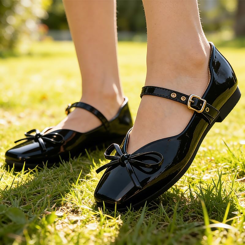 Mary Jane Shoes Women Ballet Flats Shoes for Women Bow Slip on Comfortable Dressy Adjustable Strap for Work Office Business 7