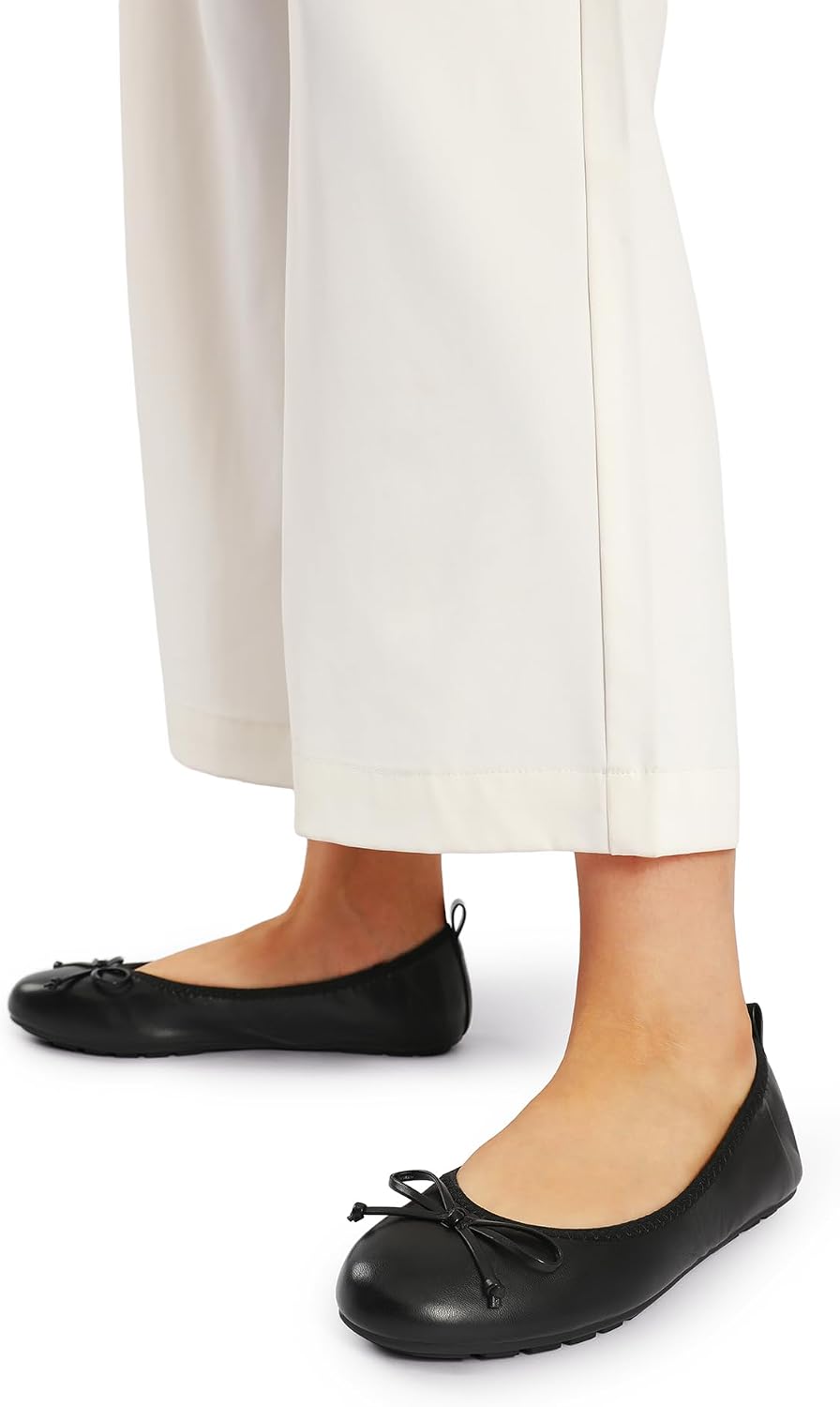 DREAM PAIRS Womens Foldable Bowknot Ballet Flats 9 Black 9