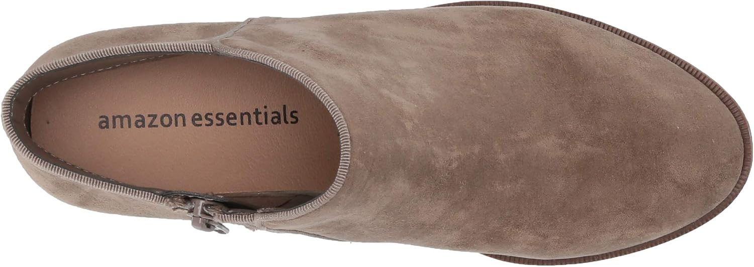 Amazon Essentials Womens Low Heel Ankle Boots with Side Zipper, Stacked Block Heel 9.5 Taupe 8