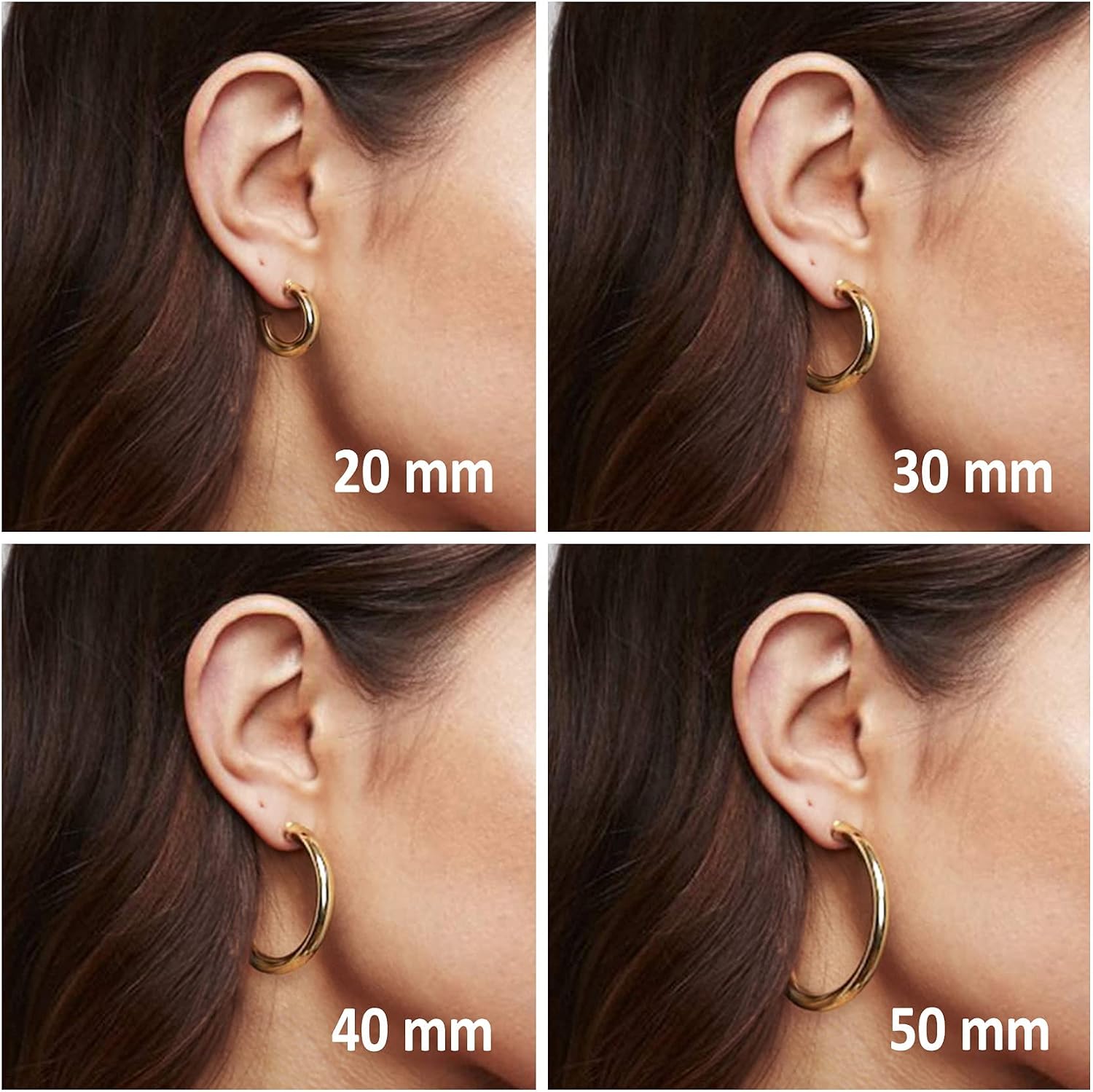 PAVOI Chunky Gold Hoop Earrings for Women, Lightweight 14K Gold Plated 14K Gold Plated 30 MM Yellow Gold 3