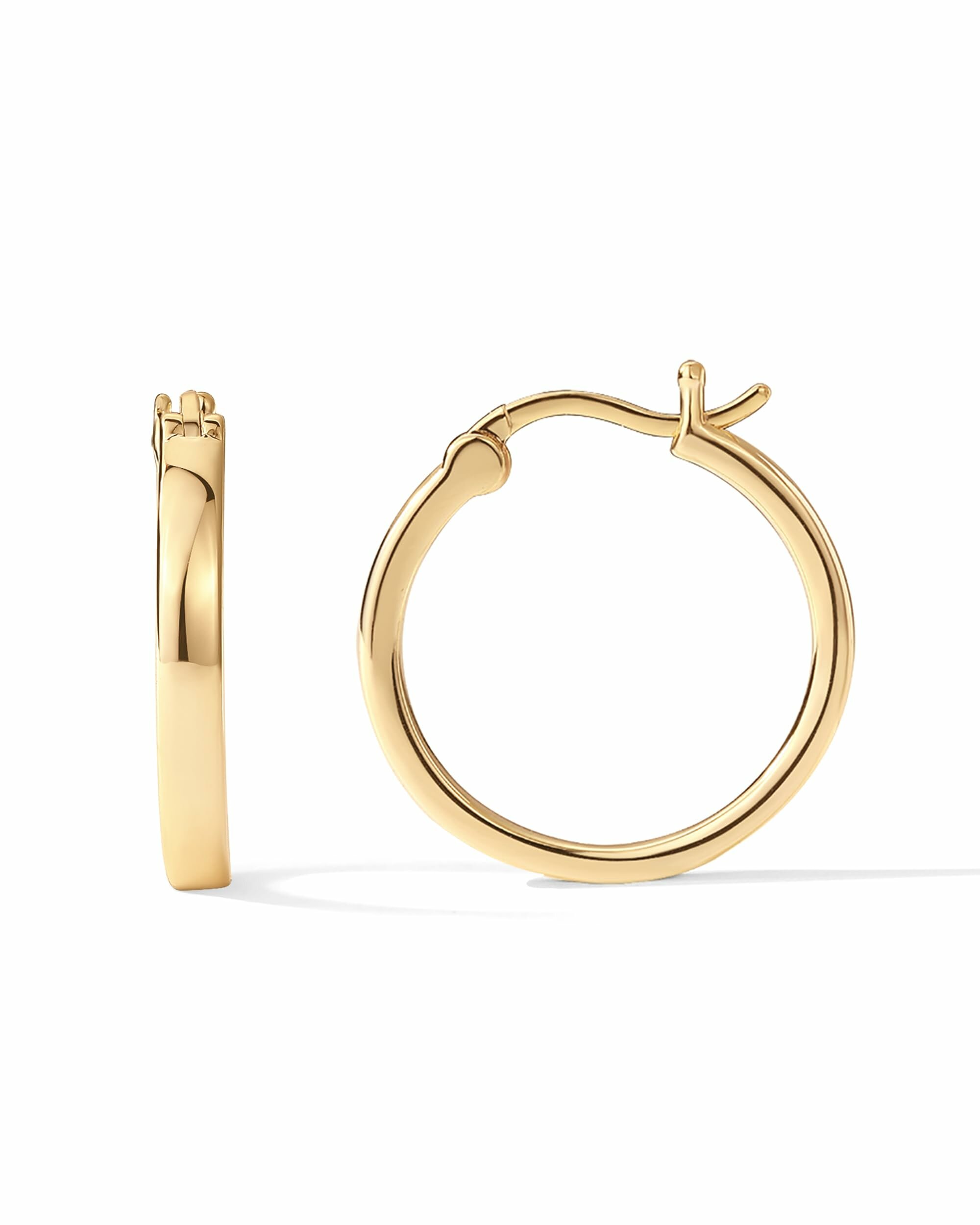 PAVOI Hoop Earrings for Women, 925 Silver, Yellow Gold, Size 20 Millimeters