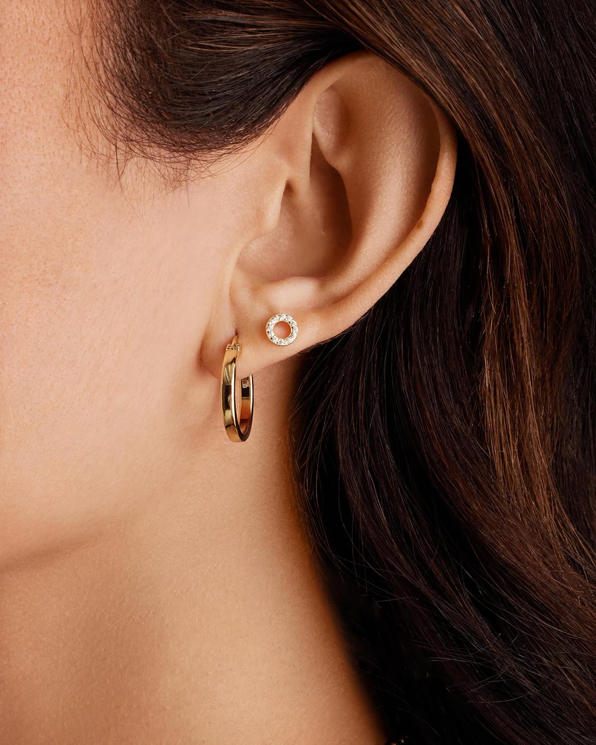 PAVOI Hoop Earrings for Women, 925 Silver, Yellow Gold, Size 20 Millimeters 3