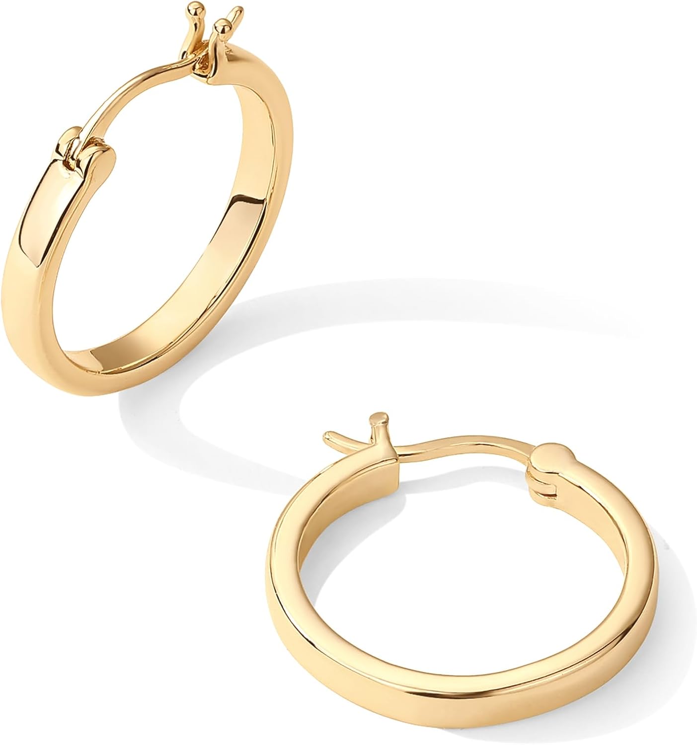 PAVOI Hoop Earrings for Women, 925 Silver, Yellow Gold, Size 20 Millimeters 4