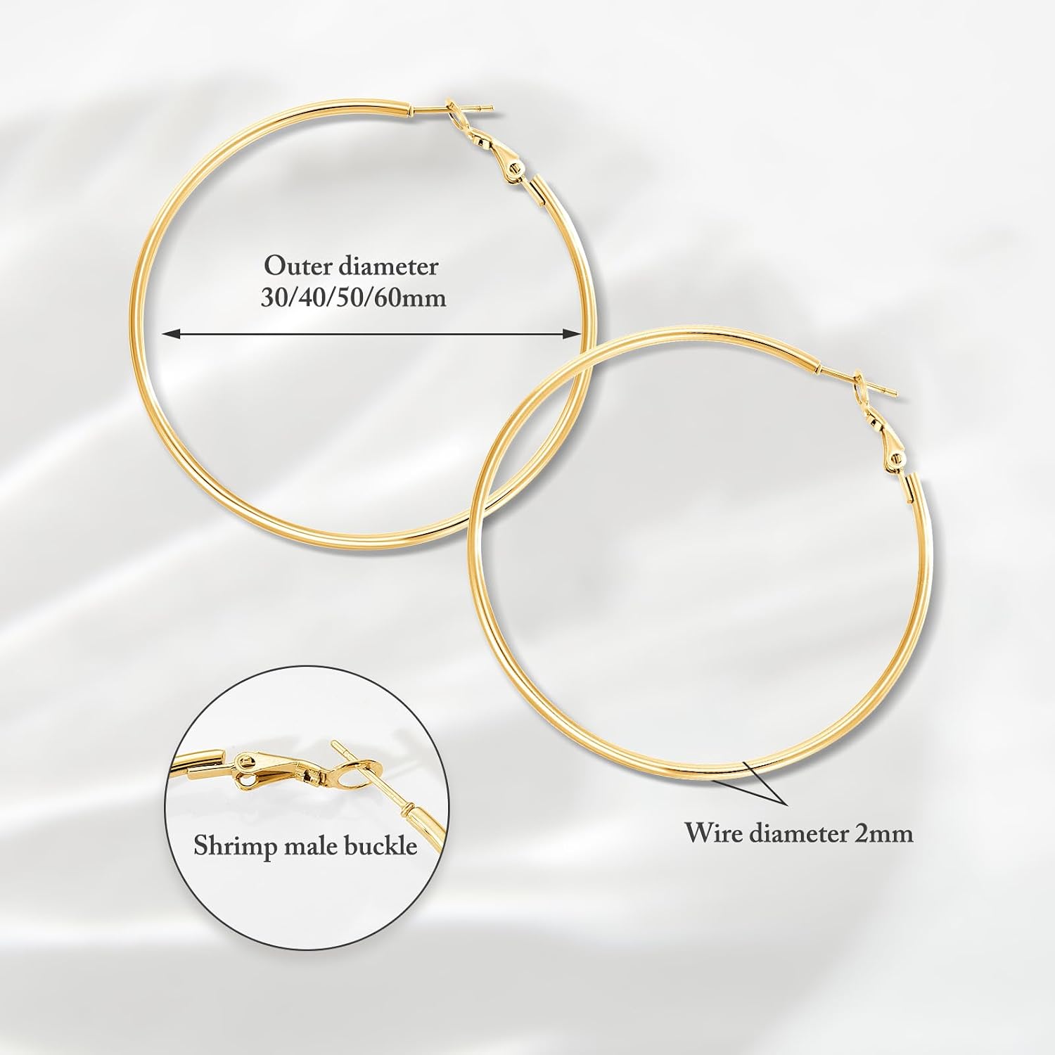 4 Pairs Silver Gold Hoop Earrings for Women | 14K Gold Plated Hoop Earrings Set Hypoallergenic Earring Lightweight Dangle E 5