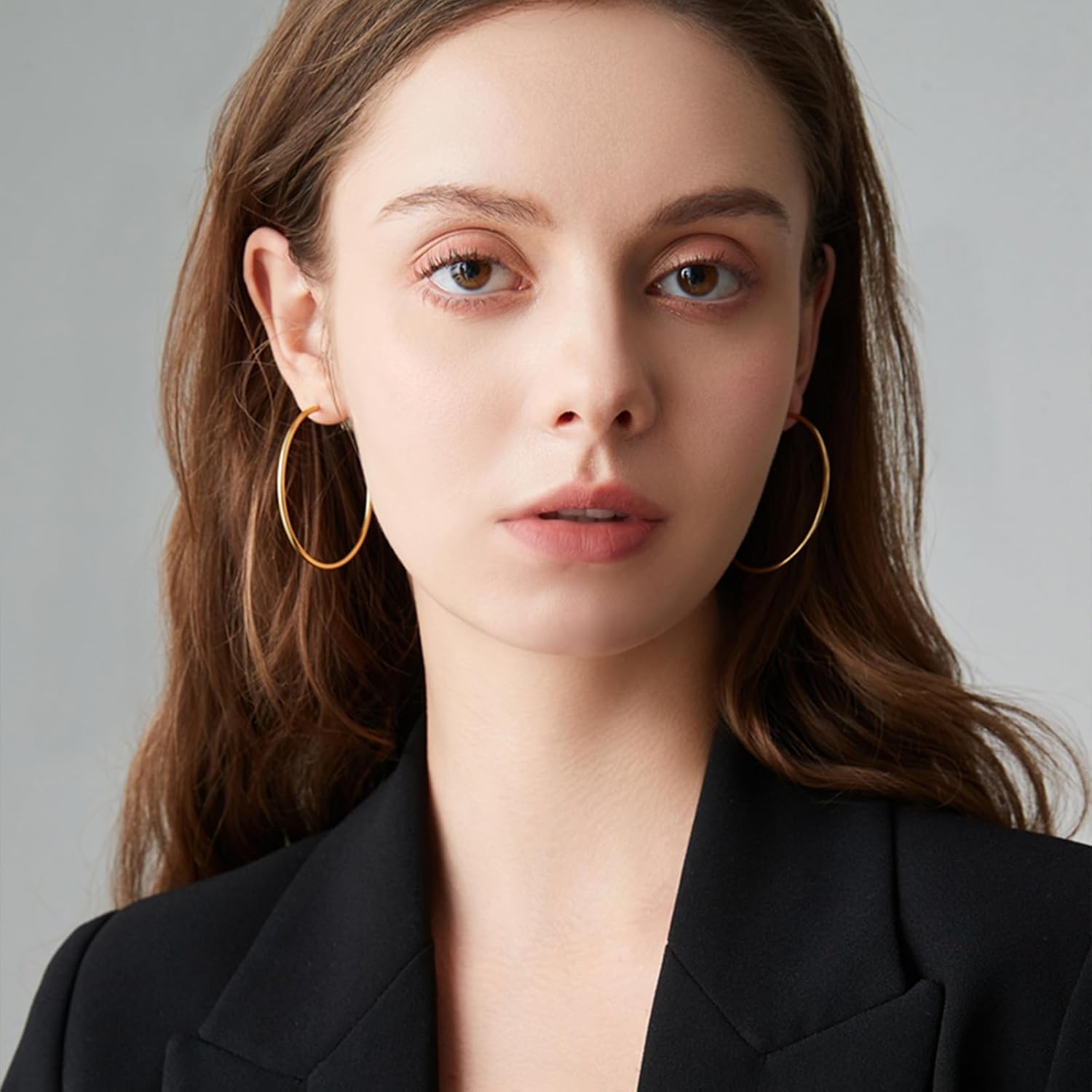 4 Pairs Silver Gold Hoop Earrings for Women | 14K Gold Plated Hoop Earrings Set Hypoallergenic Earring Lightweight Dangle E 6
