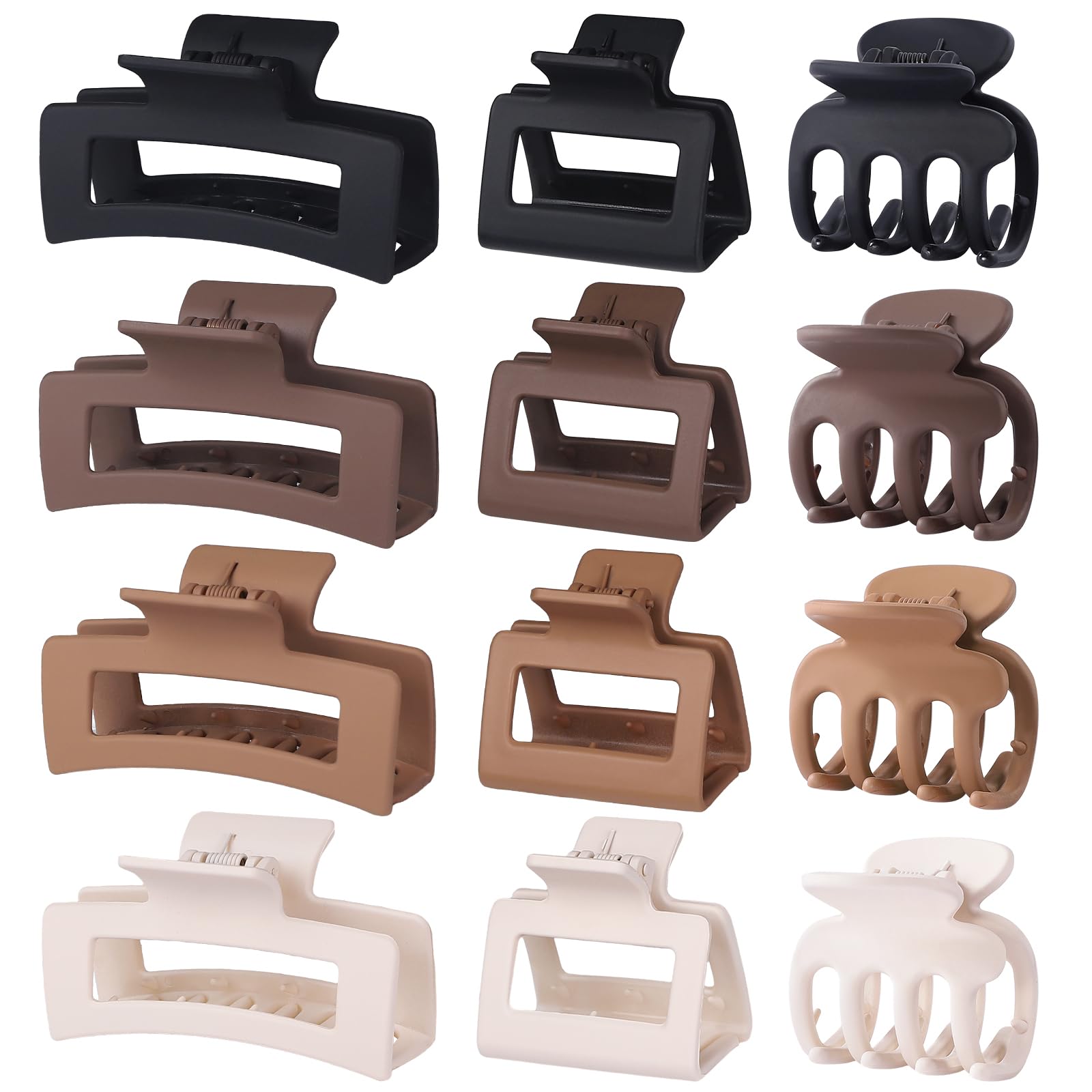 SMKSL 12 Pcs Hair Claw Clips for Women &amp; Girls 3 Styles Hair Accessories Brown