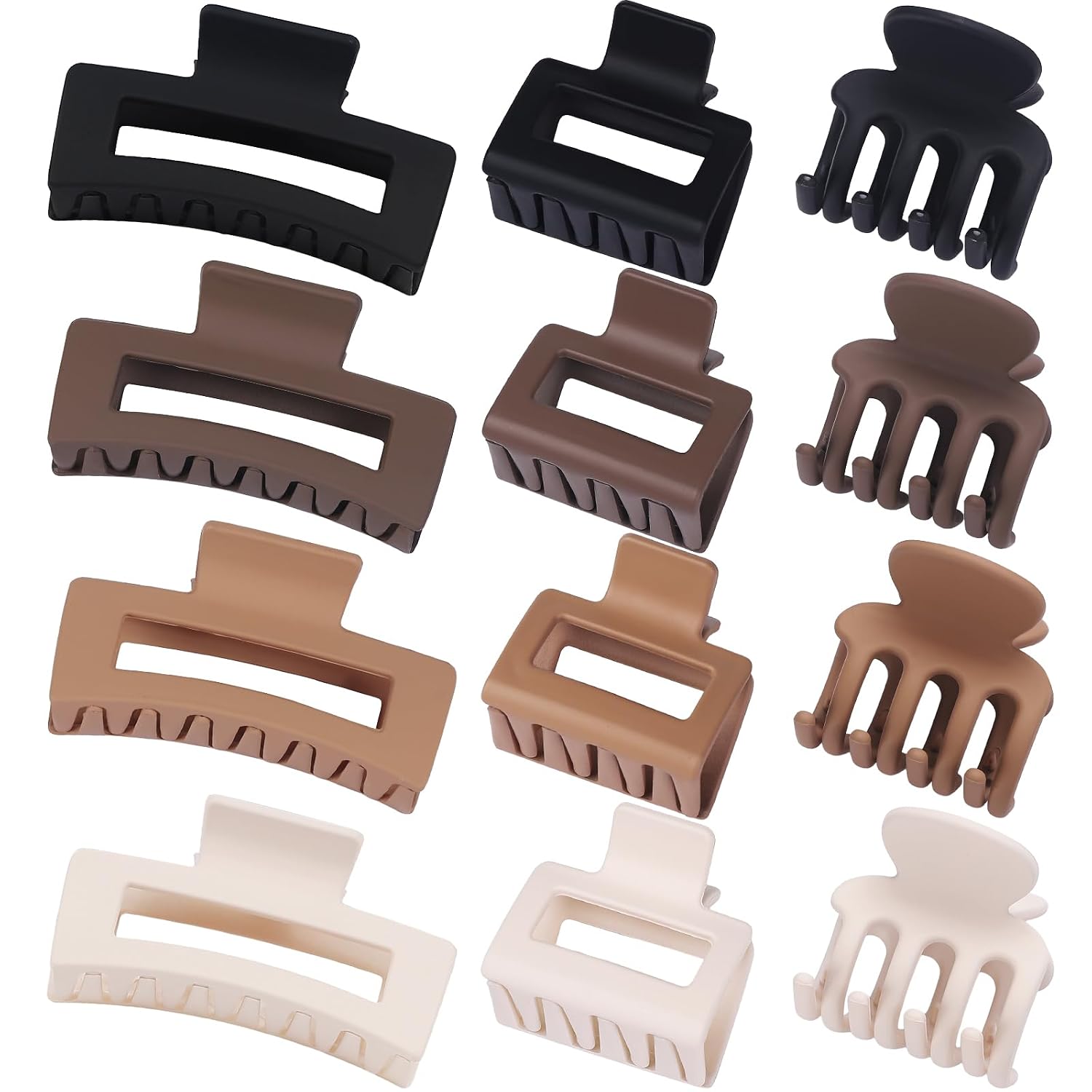 SMKSL 12 Pcs Hair Claw Clips for Women &amp; Girls 3 Styles Hair Accessories Brown 2