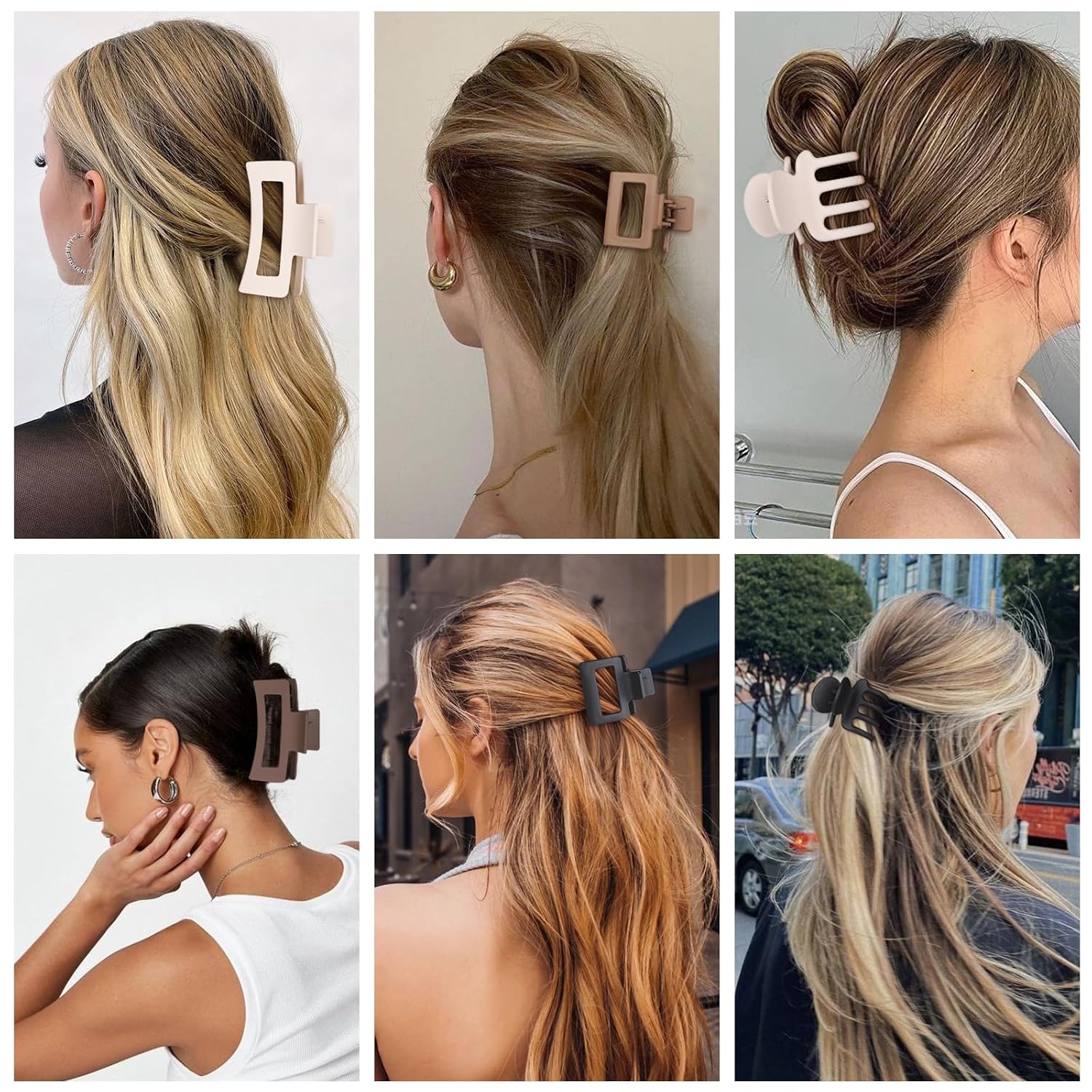 SMKSL 12 Pcs Hair Claw Clips for Women &amp; Girls 3 Styles Hair Accessories Brown 6