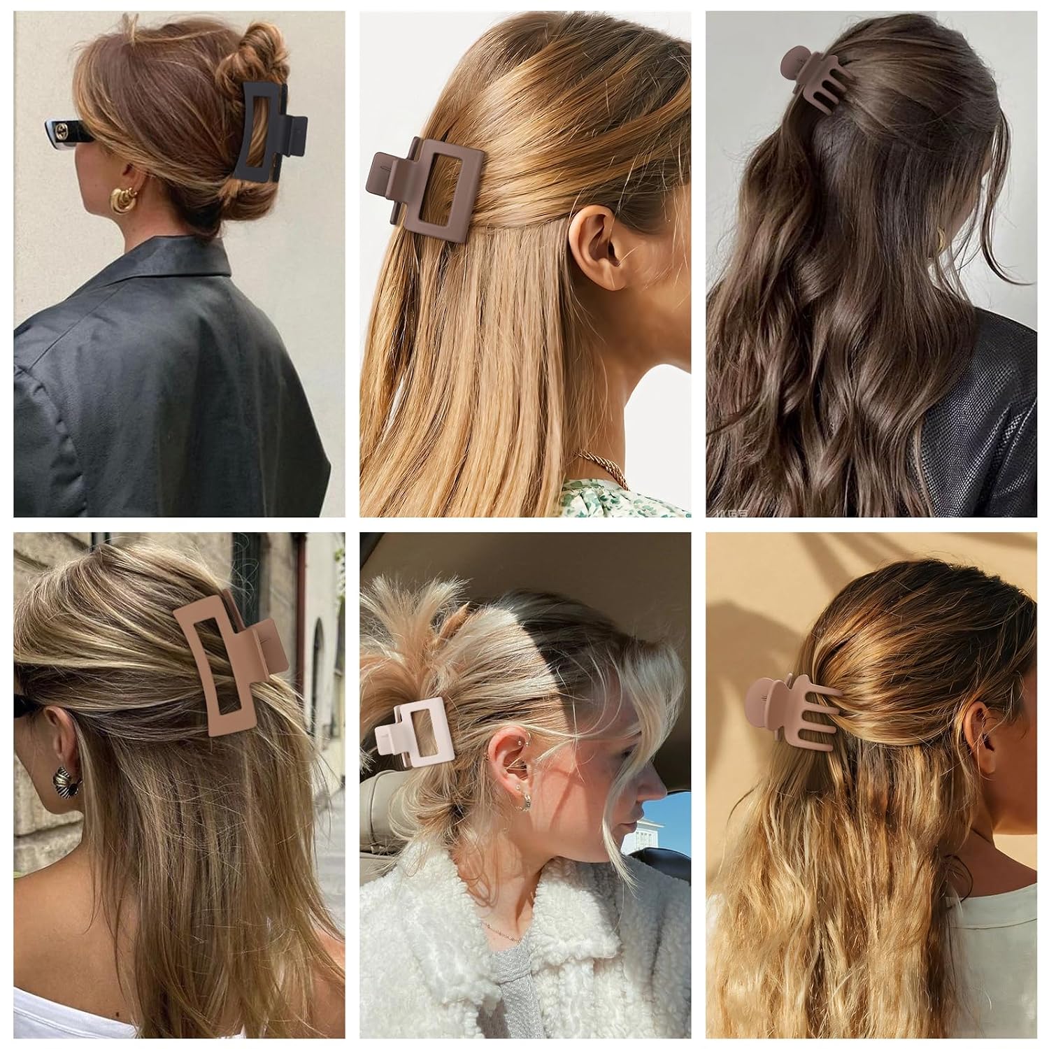 SMKSL 12 Pcs Hair Claw Clips for Women &amp; Girls 3 Styles Hair Accessories Brown 7