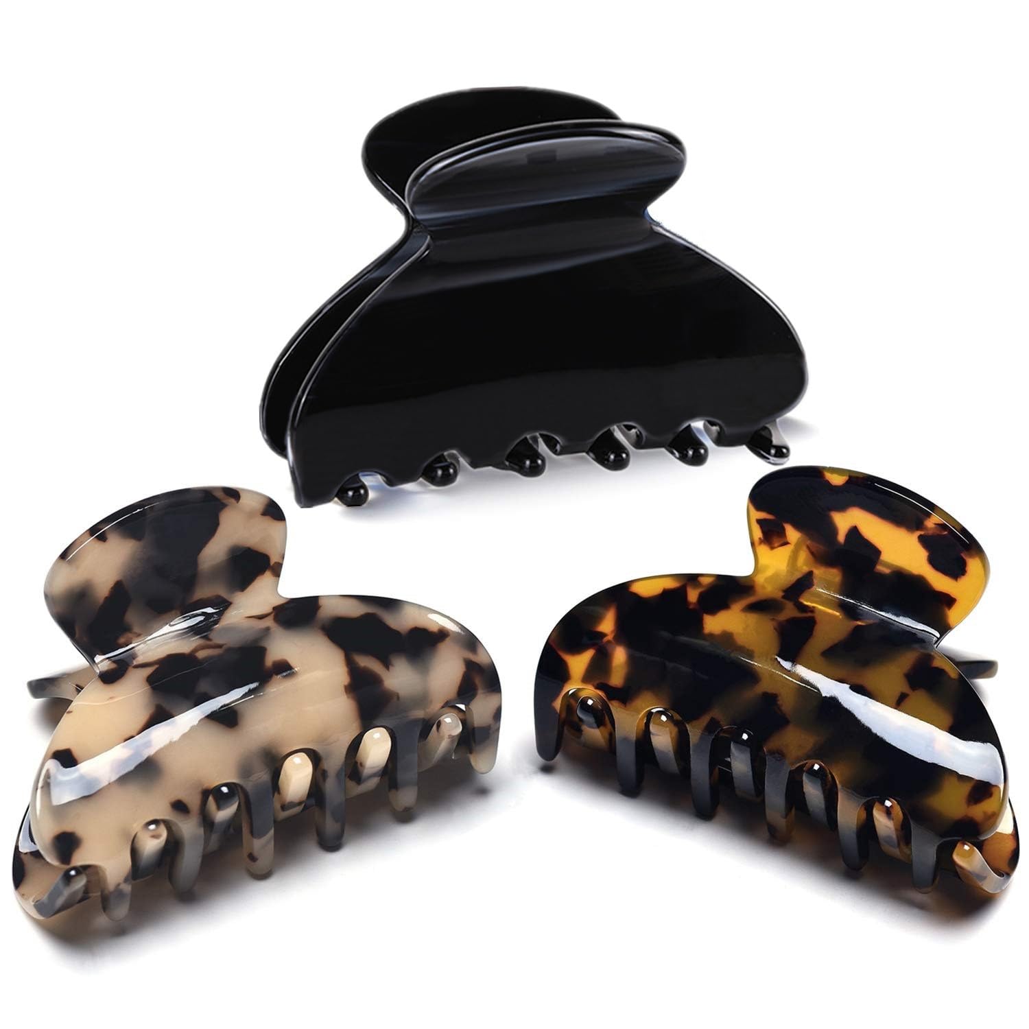 Medium Claw Hair Clips for Women Girls Tortoise Hair Jaw Clips Celluloid Hair Claw Clamps Leopard Print Hair Clasp 3 Pack Tor