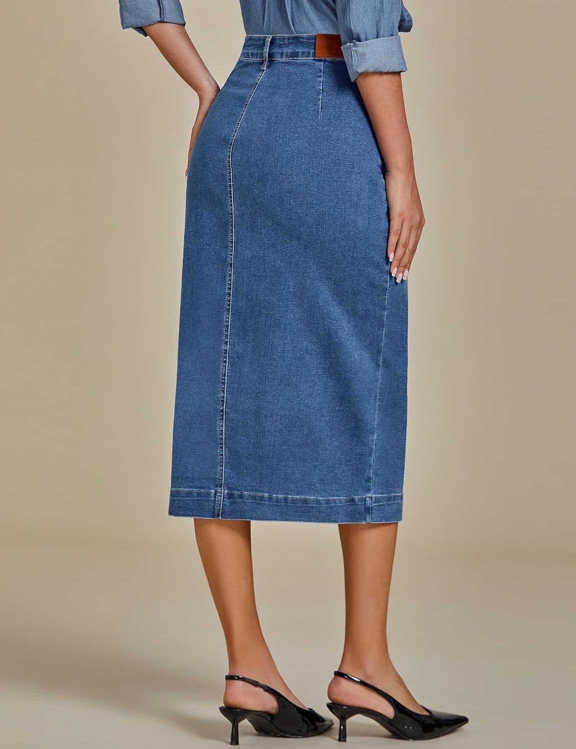 Denim midi skirt color options