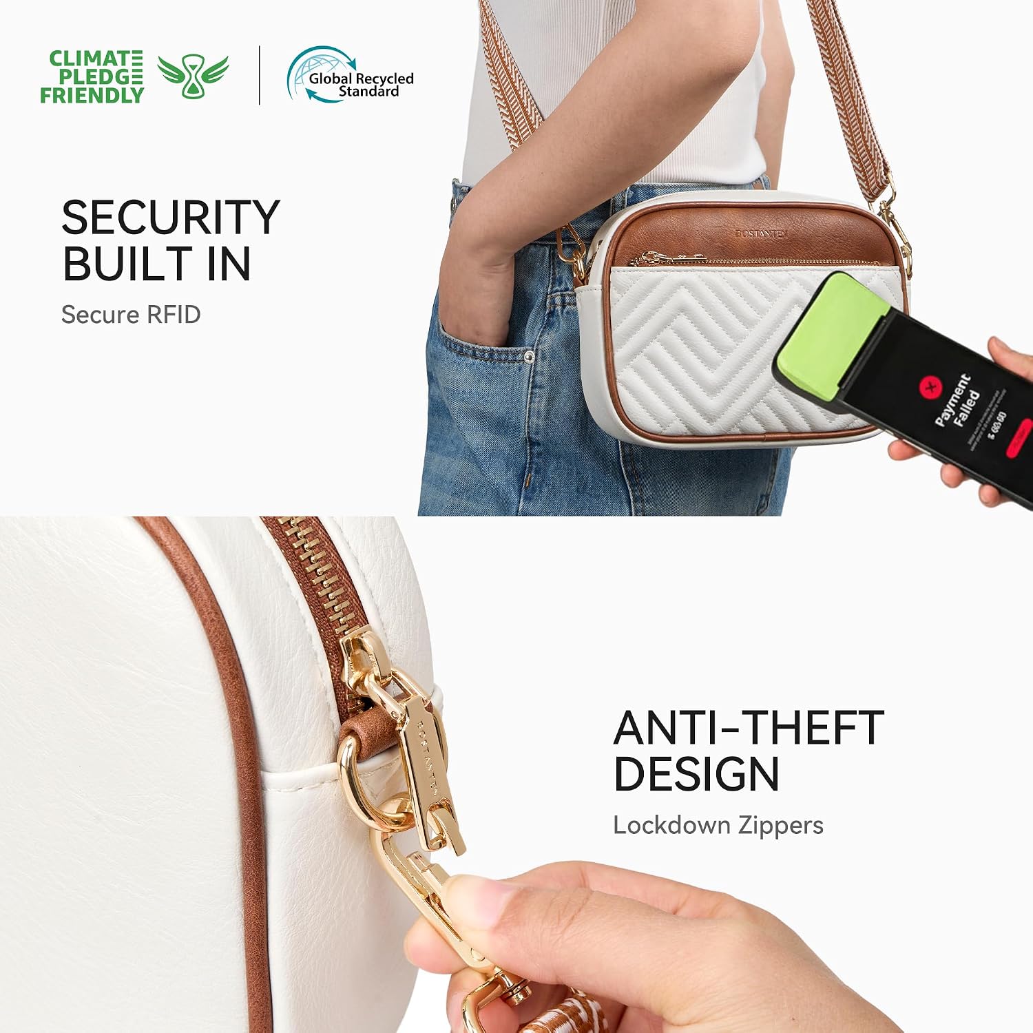 Quilted crossbody bag interior pockets