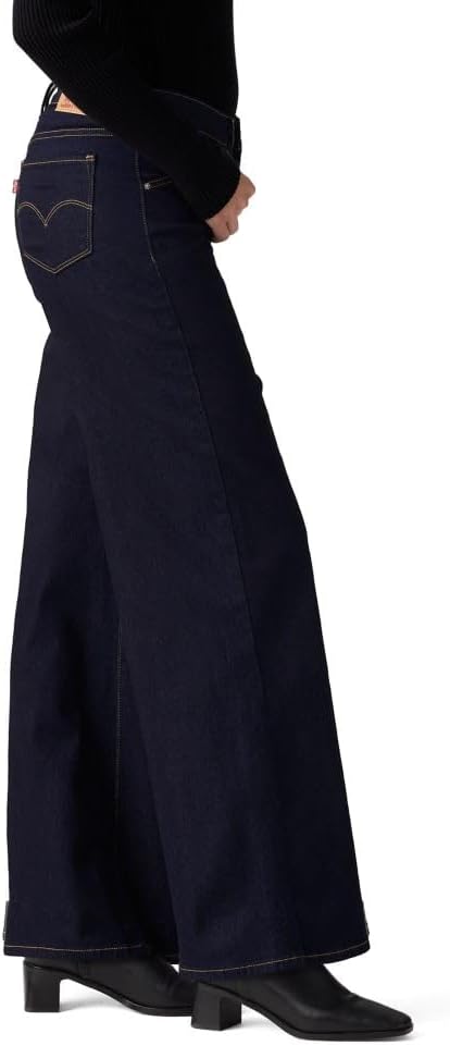 Levis Womens 318 Shaping Wide-Leg Jeans 31 Darkest Sky (Stretch) 3