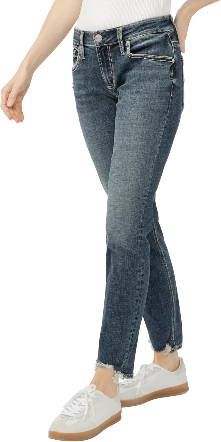 Silver Jeans Co. Womens Boyfriend Mid Rise Slim Leg Jeans 31W x 29L Bobbie 3