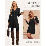 GRACE KARIN 2026 Womens V-Neck Ribbed Knit A-Line Mini Fall Sweater Dress Small Black 2