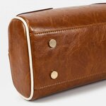 Y2K Bowler Shoulder Bag Vintage Leather Purse with Cherry Charm Brown 5
