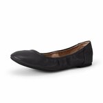 Amazon Essentials Women's Comfortable Round Toe Ballet Flats, Cushioned Memory Foam 10 Black Faux Leather