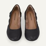 Amazon Essentials Womens Comfortable Round Toe Ballet Flats, Cushioned Memory Foam 10 Black Faux Leather 5