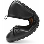 DREAM PAIRS Womens Foldable Bowknot Ballet Flats 9 Black 8