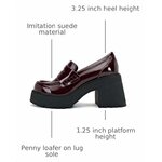Soda “AMP” ~ Women Round Toe Slip-On Lug Sole High Heel Penny Loafer Shoe 8 Burgundy Patent 3