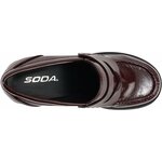 Soda “AMP” ~ Women Round Toe Slip-On Lug Sole High Heel Penny Loafer Shoe 8 Burgundy Patent 6