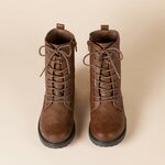 Amazon Essentials Womens Lace-Up Combat Ankle Boots with Side Zipper, Lug Sole 8.5 Brown 5