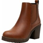 Vepose Women's Platform Chelsea Ankle Boots, Chunky Block Heel Booties 8 Cognac