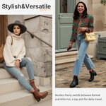 Vepose Womens Platform Chelsea Ankle Boots, Chunky Block Heel Booties 8 Cognac 4