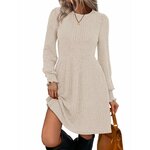 Sampeel Dresses for Women 2025 Long Sleeve Fall Fashion Casual Sweater Dress Trendy Outifts Apricot Medium