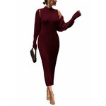 PRETTYGARDEN Womens 2 Piece Ribbed Knit Sweater Dress Set Date Night Outfit Medium Wine Red