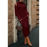 PRETTYGARDEN Womens 2 Piece Ribbed Knit Sweater Dress Set Date Night Outfit Medium Wine Red 5