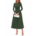PRETTYGARDEN Women's Long Sleeve Knit Maxi Sweater Dress Medium Army Green