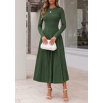 PRETTYGARDEN Womens Long Sleeve Knit Maxi Sweater Dress Medium Army Green 6