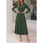 PRETTYGARDEN Womens Long Sleeve Knit Maxi Sweater Dress Medium Army Green 8
