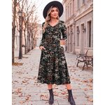 Zeagoo Dresses for Womens Long Sleeve Midi Dress Fall Casual A Line Dress Large Floral 2