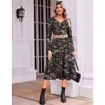 Zeagoo Dresses for Womens Long Sleeve Midi Dress Fall Casual A Line Dress Large Floral 5