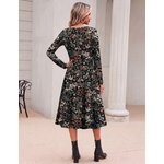 Zeagoo Dresses for Womens Long Sleeve Midi Dress Fall Casual A Line Dress Large Floral 6