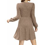 Sampeel Womens Square Neck Long Sleeve Fall Dresses Casual Babydoll Sweater Dress Medium Khaki 5