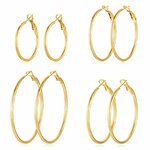 4 Pairs Silver Gold Hoop Earrings for Women | 14K Gold Plated Hoop Earrings Set Hypoallergenic Earring Lightweight Dangle Ear