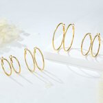 4 Pairs Silver Gold Hoop Earrings for Women | 14K Gold Plated Hoop Earrings Set Hypoallergenic Earring Lightweight Dangle E 3