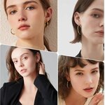 4 Pairs Silver Gold Hoop Earrings for Women | 14K Gold Plated Hoop Earrings Set Hypoallergenic Earring Lightweight Dangle E 4
