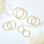 4 Pairs Silver Gold Hoop Earrings for Women | 14K Gold Plated Hoop Earrings Set Hypoallergenic Earring Lightweight Dangle E 7