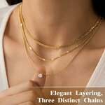 WomenGifts Layered Gold Necklaces for Women, 14K Gold Sterling Silver Plated Dainty Pendant Necklace Set Non Tarnish, Chunk 3