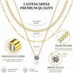 WomenGifts Layered Gold Necklaces for Women, 14K Gold Sterling Silver Plated Dainty Pendant Necklace Set Non Tarnish, Chunk 7